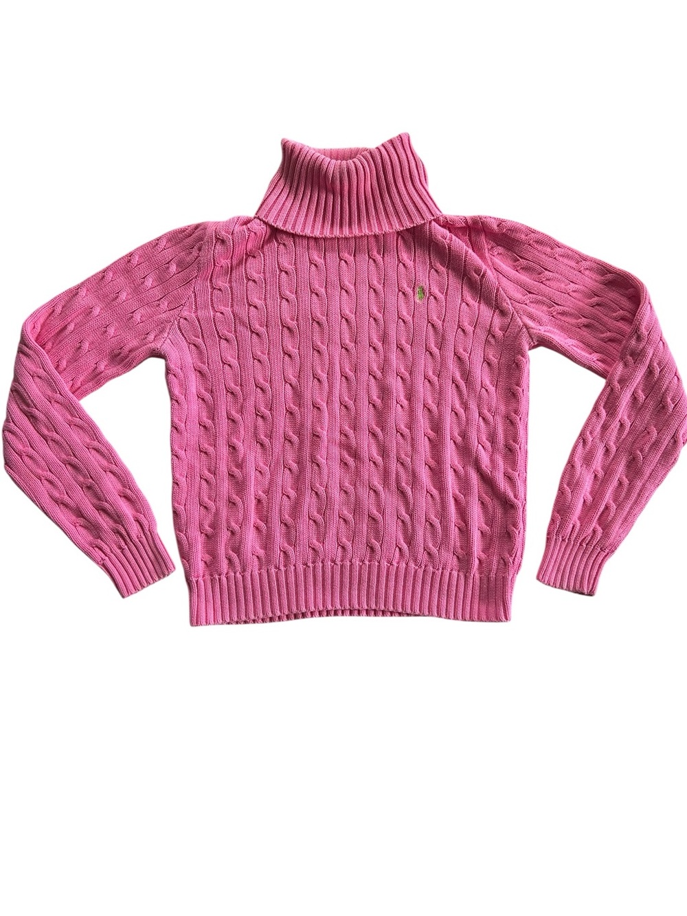 Y2K Ralph Lauren Sport Cable Knit Turtleneck Sweater L Old Money Preppy Luxury